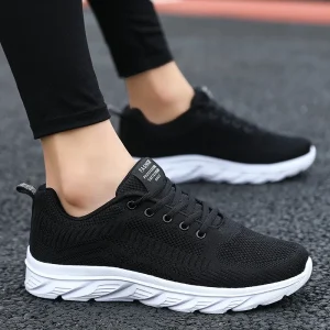 D1N Nouvelles chaussures de course sportives décontractées à semelles souples, unies, pour le printemps et l'été. Chaussures de course en maille respirante, grandes tailles.