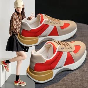 2025 Nouvelles chaussures de printemps polyvalentes et respirantes pour augmenter la taille, à tige en cuir, version coréenne, légères, Forrest
