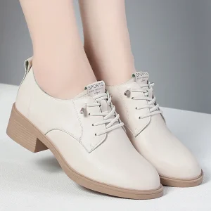 Chaussures à talons ronds pour femmes, escarpins de bureau sans lacets, confortables, en cuir souple, Style britannique, printemps-automne, 2024