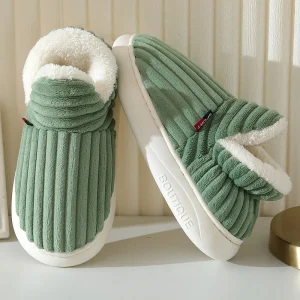 Evshine pantoufles à semelle souple pour femmes hiver mode femmes pantoufles de fourrure pelucheuse hommes pantoufles chaud fourrure femmes coton chaussures