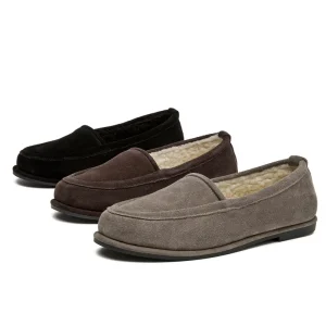 AIYUQI mocassins d'hiver pour femmes chaussures antidérapantes doublées de fourrure pour femmes grande taille en cuir véritable Mary Jane chaussures de conduite femme