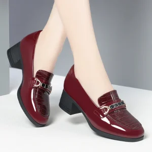 Chaussures en cuir verni à bouche profonde pour femmes, escarpins vintage, style britannique, printemps, nuits, talons hauts, mocassins, modèle de bureau, 2024