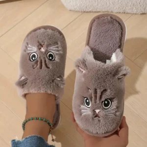 Pantoufles en peluche pour femmes, chaussures d'hiver chaudes et confortables pour la maison, semelle souple en EVA, Design antidérapant