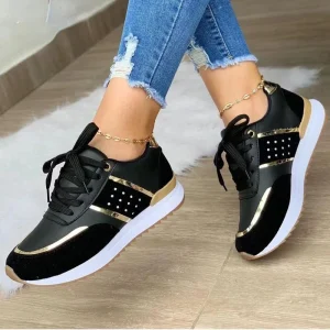 Nouvelles femmes baskets plate-forme chaussures en cuir Patchwork chaussures de Sport décontractées dames en plein air course chaussures vulcanisées Zapatillas Mujer