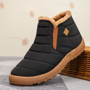 Bottes de neige imperméables pour femmes, chaussures de Couple, antidérapantes, chaudes, en fourrure, plates, décontractées, grande taille, hiver