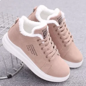 Baskets plates en velours pour femmes, chaussures de neige à la mode et confortables, épaisses et chaudes, décontractées en coton pour étudiantes, nouvelle collection hiver